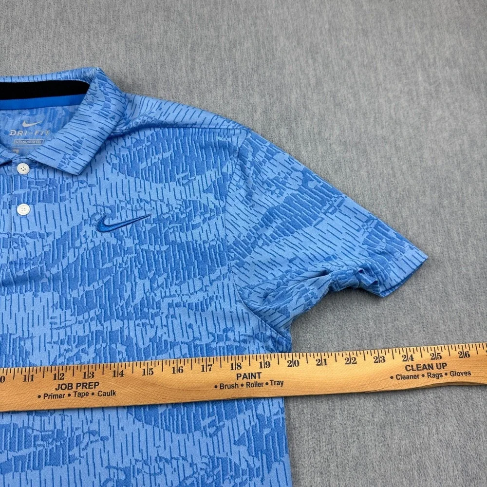 Nike Polo Shirt Mens Small Blue Standard Vapor Camo Dri-Fit Performance Active